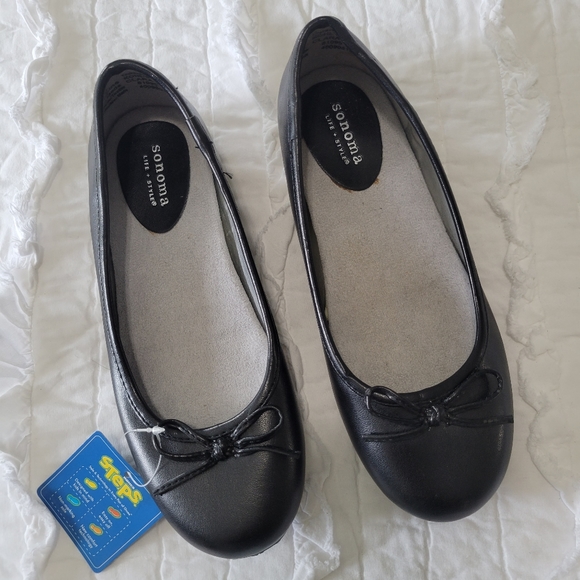 Sonoma Clara Ballet Flats 3 Black NWT Kohls Steps Comfort Non Marking Slip On - Picture 2 of 11